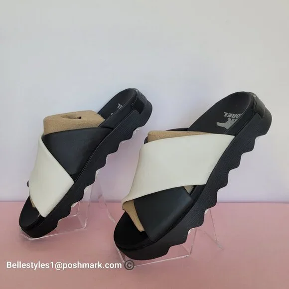 SOREL Viibe Criss-Cross Platform Smooth Leather Women's Slide- Size 8.5 ⭐ - Picture 10 of 16
